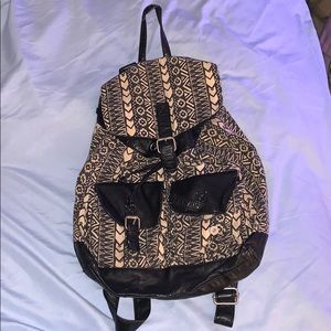 Black and Cream Fashion Backpack/Purse Bag